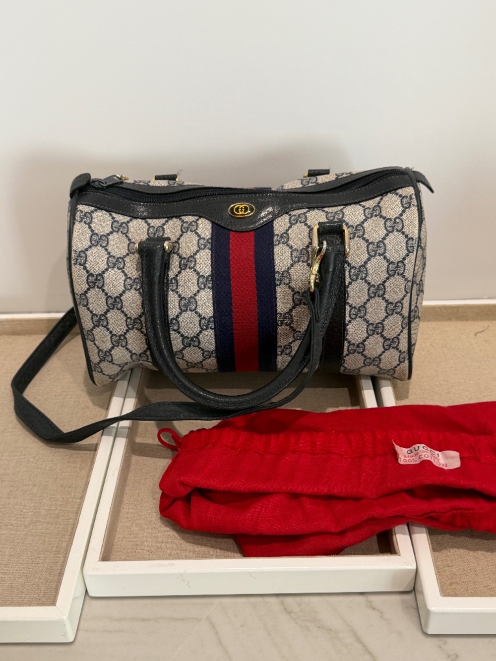 Gucci Vintage Blue Boston Bag